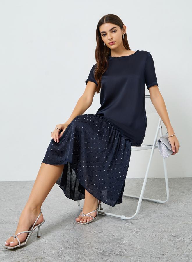 ستايلي فستان ميدي بحافة مكشكشة للنساء - Image 5